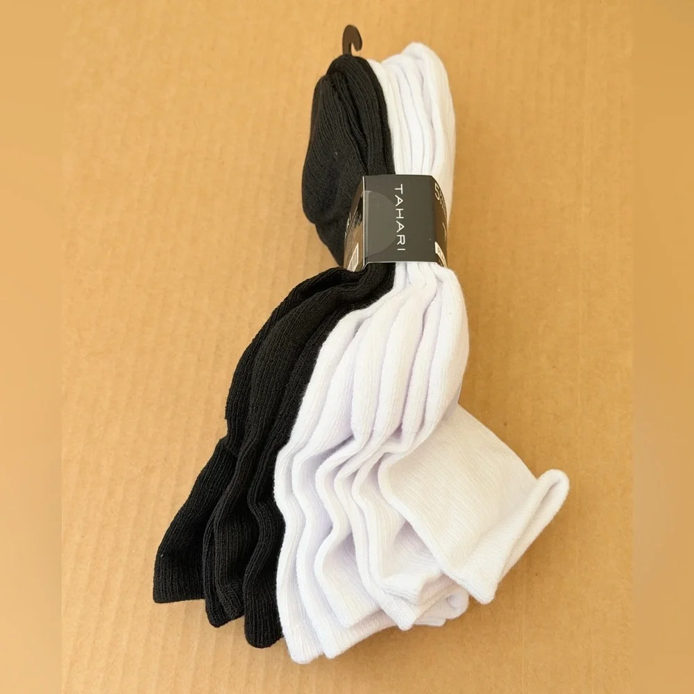 Tahari Cushioned Sole Anklet Socks 5 Pairs Women’s Size 5-10 White/Black
